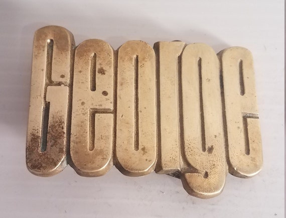 Vintage George Belt Buckle Solid Brass - image 1