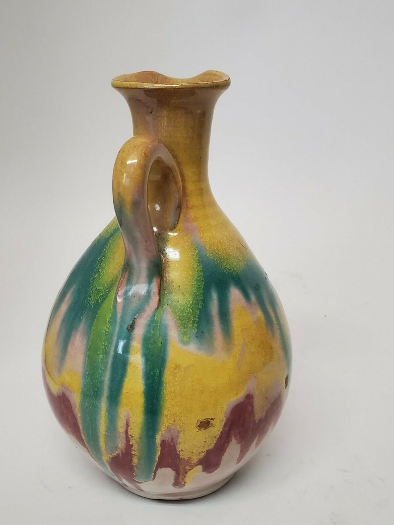 VINTAGE STUDIO ART Pottery Vase Drip Glaze Collectible Handcrafted Art ...