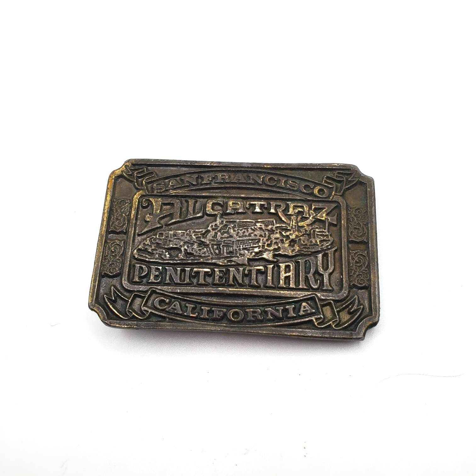 VINTAGE ALCATRAZ PENITENTIARY Belt Buckle Solid Brass San Francisco California Collectible Buckle Estate Jewelry