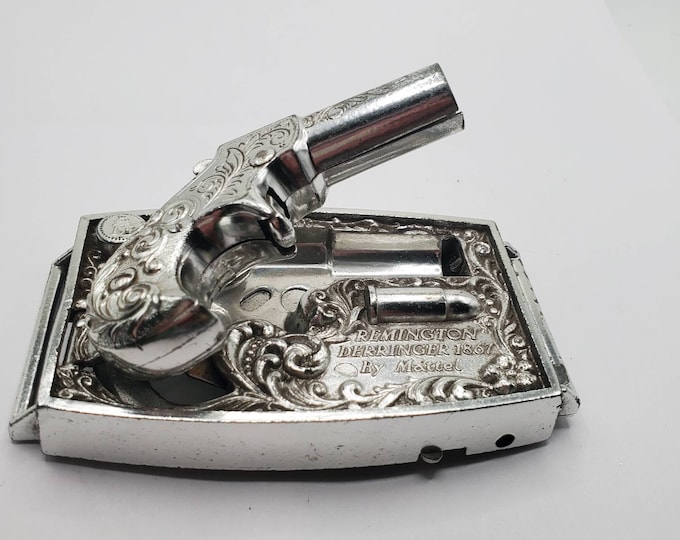 VINTAGE MATTEL REMINGTON Derringer 1867 Belt Buckle Cap Gun Signed