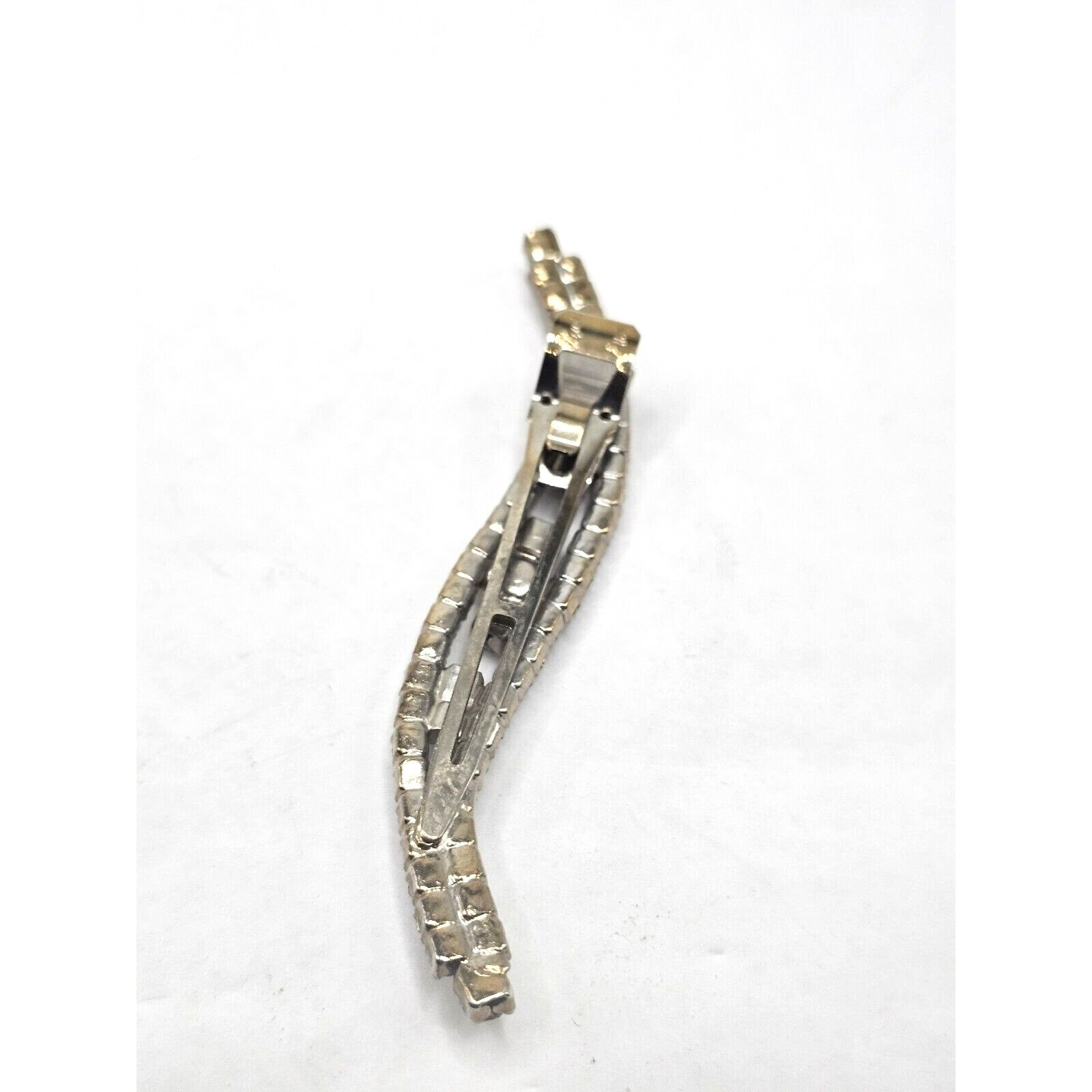 ANTIQUE LADY ELLEN Rhinestone Barrette Hair Clip Silver  display picture 3
