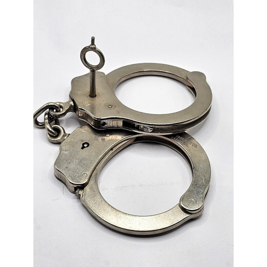ANTIQUE POLICE HANDCUFFS With Key the Peerless Handcuff Co Etsy