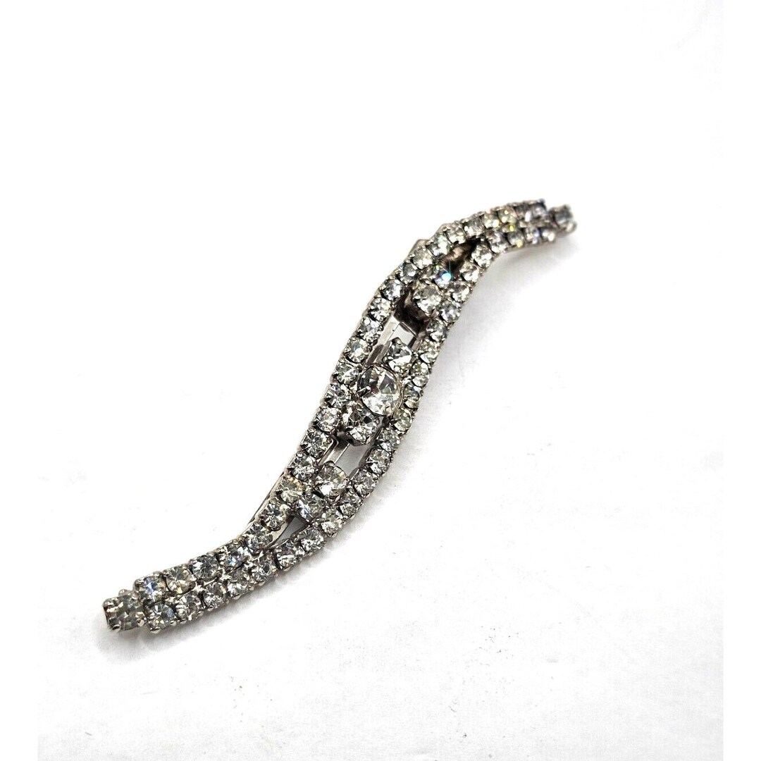Vintage Signed Lady Ellen Crystal Rhinestone Hair Jewelry Barrette Clip Lady Ellen vintage hair clip Barrette lot crystal AB  main image 3