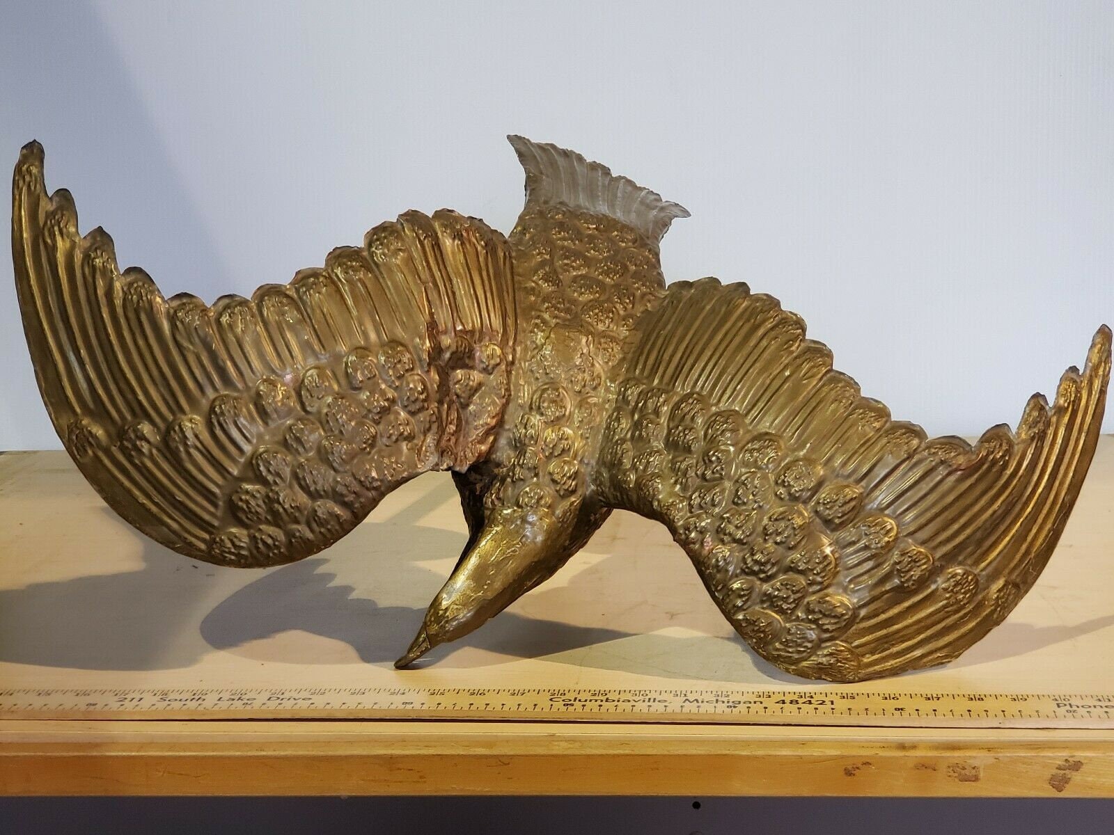 RARE VINTAGE EAGLE Weathervane J. W. Fiske Gilt Copper Zine Etsy