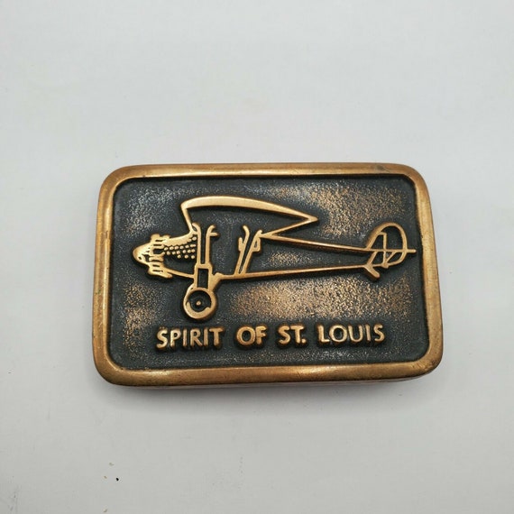 VINTAGE AIRPLANE SPIRIT of St. Louis Belt Buckle Solid Brass 