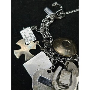 ANTIQUE STERLING SILVER Charm Bracelet Life Story 17 Charms Collectible ...