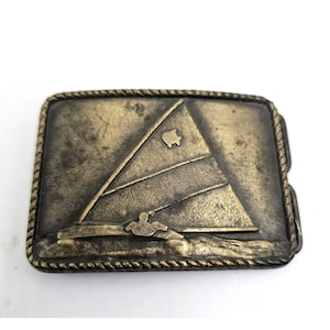 ANTIQUE WIND SAILING Belt Buckle Nautical Sail Boat Collectible Memorabilia Sailor&#39;s Buckle