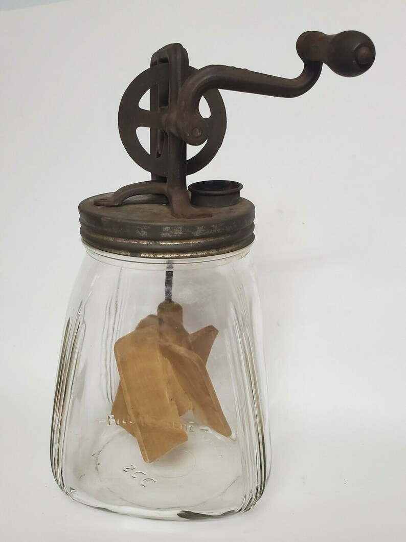 VINTAGE SCC GLASS Butter Churn Jar 4 Quart Wooden Paddles & Etsy