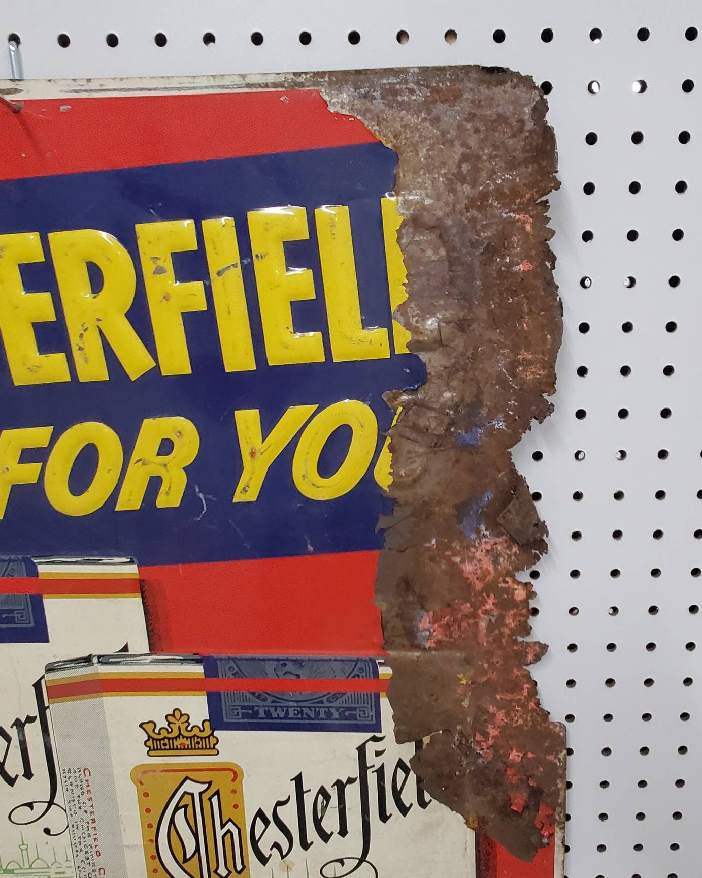 VINTAGE CHESTERFIELD CIGARETTES Embossed Metal Sign Collectible