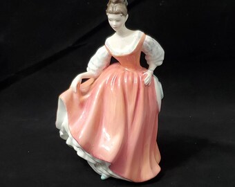 VINTAGE ROYAL DOULTON Fair Lady Figurine H N2835 1962 Signed Made in England Collectible Bone China Peggy Davies Figurine