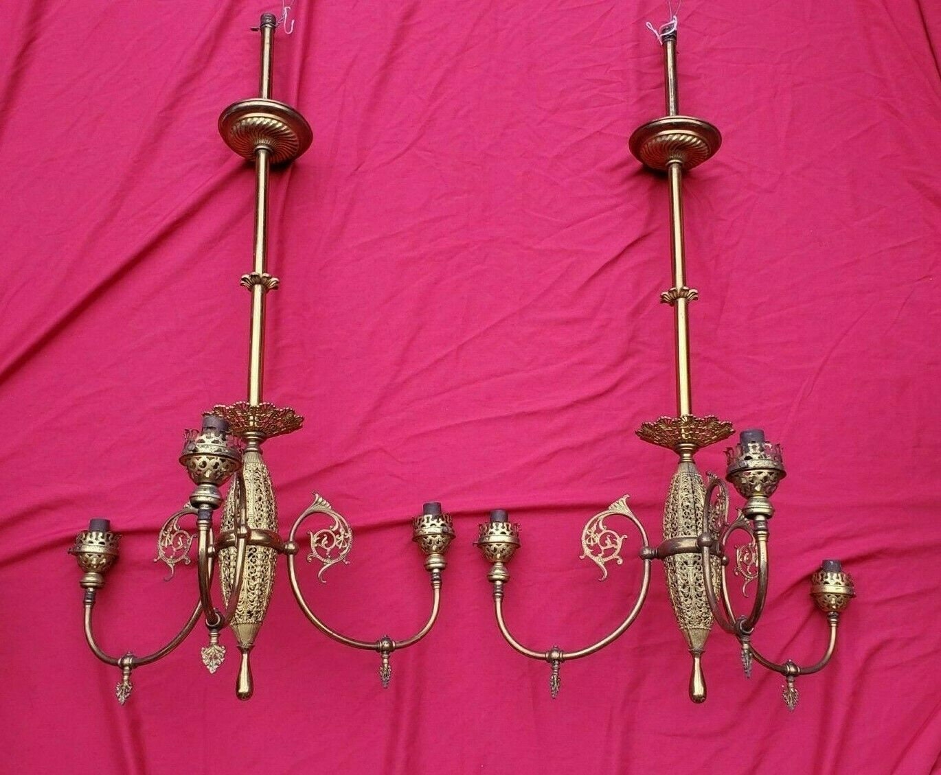 VICTORIAN GAS FIXTURES 3 Arm Chandeliers Solid Brass Matching Etsy