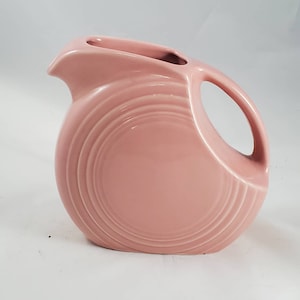 VINTAGE FIESTA PINK Disc Pitcher Homer Laughlin Fiestaware Collectible Pottery