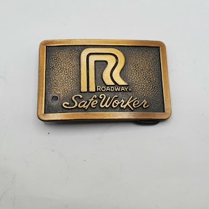 VINTAGE ROADWAY BELT Buckle Truckers Safe Worker Collectible Vintage Accessories Estate Jewelry image 1