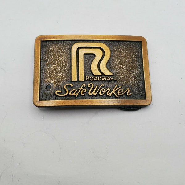 VINTAGE ROADWAY BELT Buckle Truckers Safe Worker Collectible Vintage Accessories Estate Jewelry