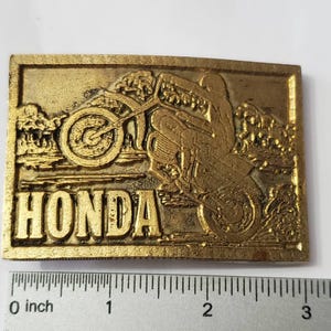 VINTAGE HONDA BELT Buckel Solid Brass Motorcycle Buckle Dirt Biker Motorcross Collectible Memorabilia