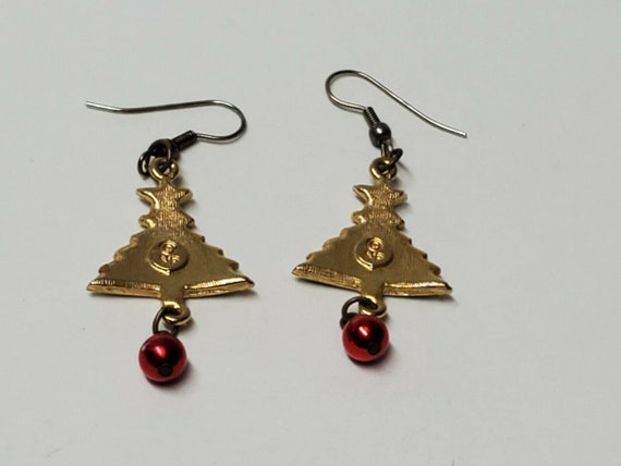 VINTAGE CHRISTMAS TREE Earrings Signed N P Antiqu… - image 3