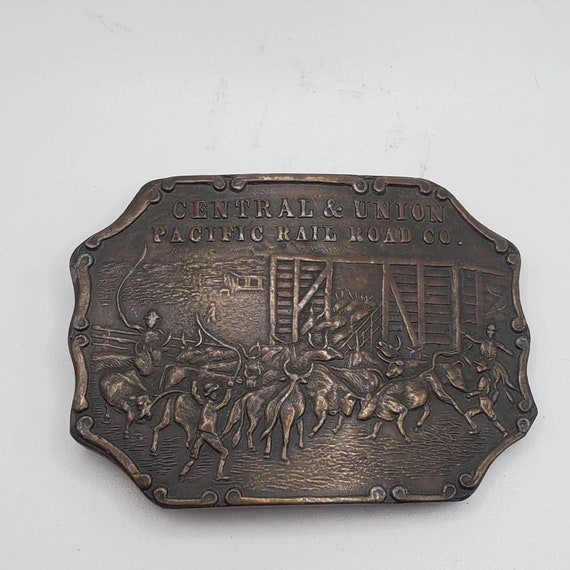 VINTAGE CENTRAL & UNION Pacific Railroad Co Belt Buckle  display picture 3