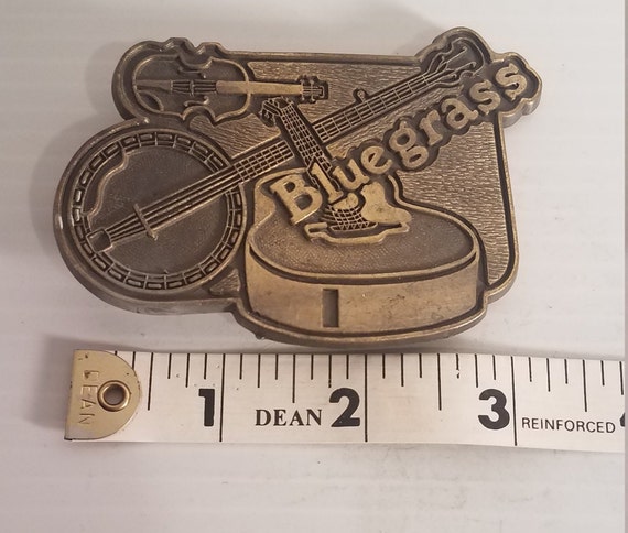 Vintage Bluegrass Belt Brass Buckle with Guitar, … - image 6