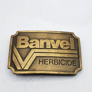VINTAGE BANVEL HERBICIDE Belt Buckle Farming Advertising Buckle Collectible