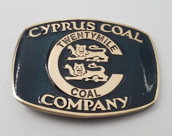 VINTAGE CYPRUS COAL Belt Buckle Solid Brass Twenty Mile Coal Mining Collectible Buckle Vintage Accessories Men's Belt Buckle