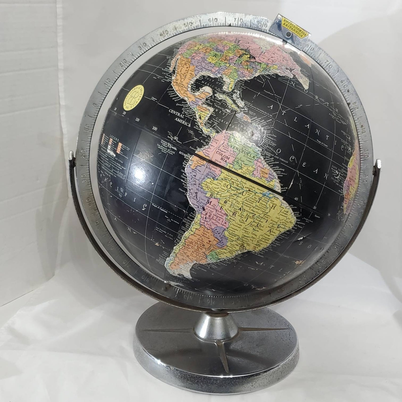 VINTAGE BLACK WORLD Globe Replogle Globe Mid Century Modern | Etsy