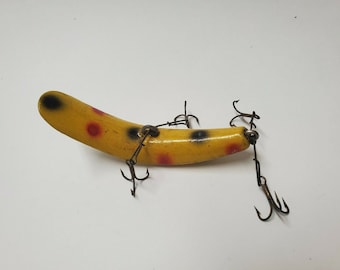 2 Leurres De Pêche Vintage – Taches Jaunes, Rouges, Noires – Fabrication US