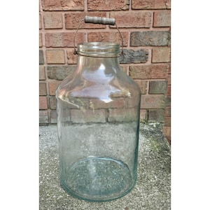 ANTIQUE 1940 BLUE TINTED Glass Moonshine Jug Pickle Mason Jar 5 Gallon Collectible Memorabilia