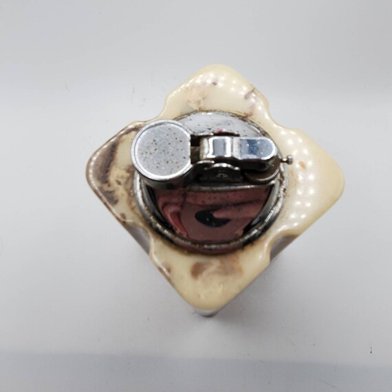 VINTAGE ART DECO Table Lighter Marble Onyx Agate Slag Swirl Collectible Cigarette  Lighter Cigar Lighter