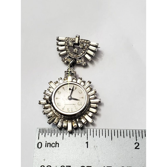 ANTIQUE PENNINO WATCH Laplel Brooch Watch Rhinest… - image 2