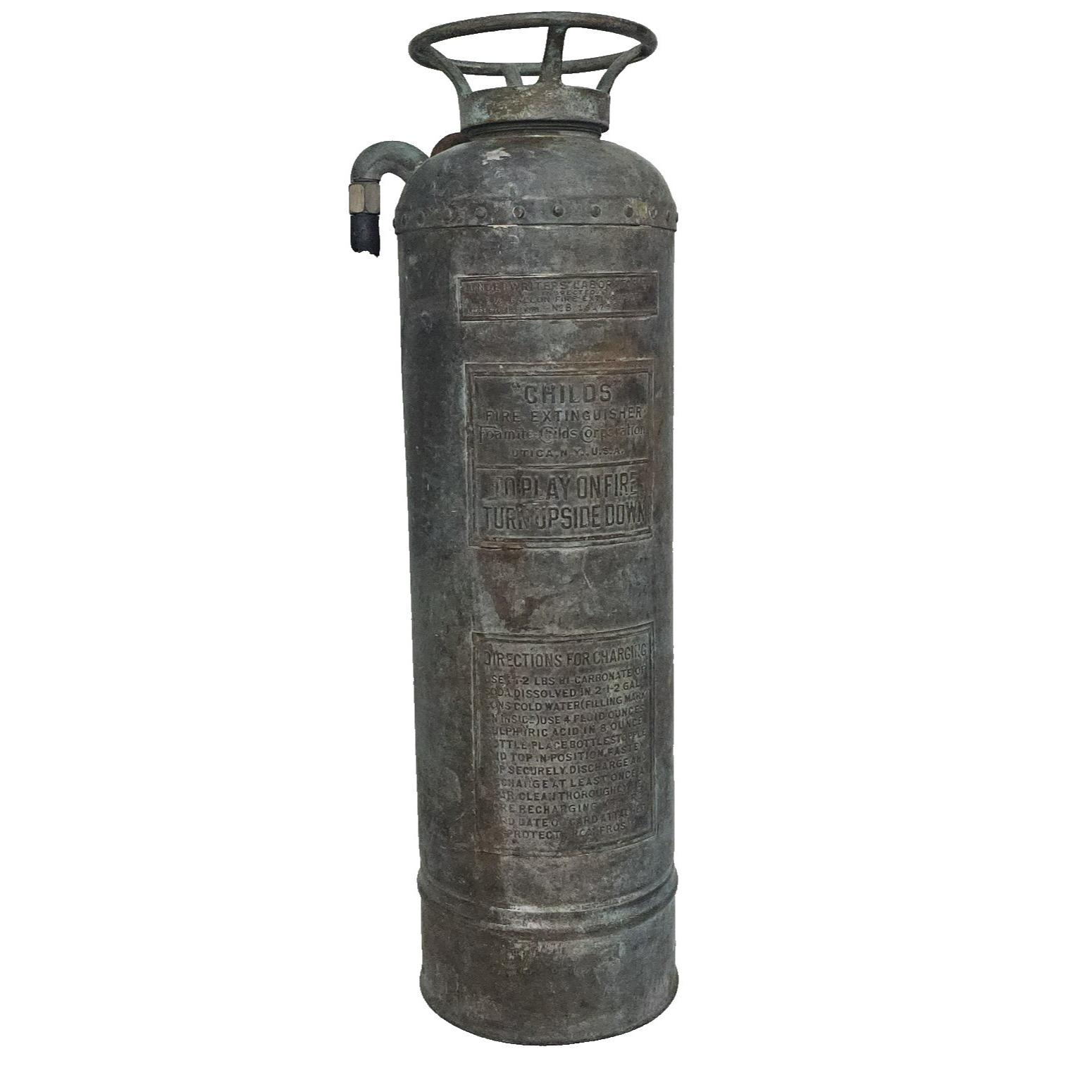 VINTAGE FIRE EXTINGUISHER Childs Brass Copper 24