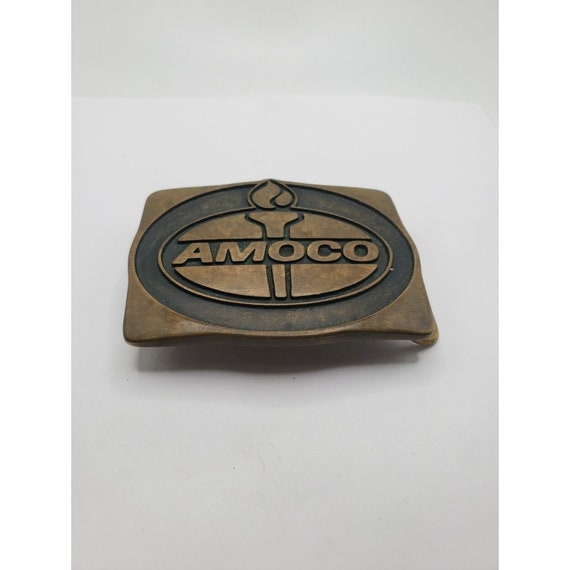 ANTIQUE AMOCO BELT Buckle Solid Brass Gas & Oil S… - image 9