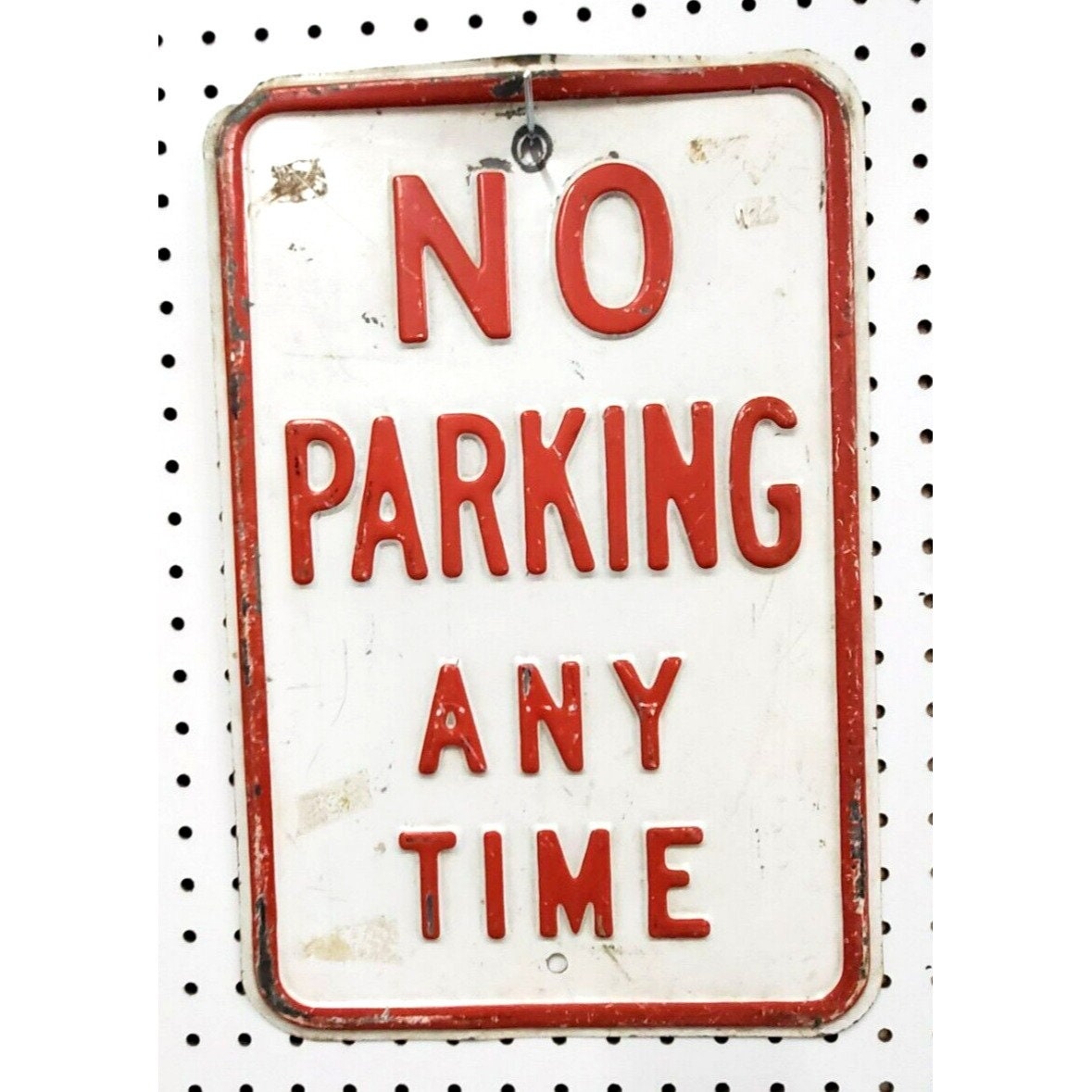 VINTAGE NO PARKING Anytime Embossed Metal Sign Collectible Street