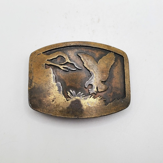 VINTAGE EAGLE BELT Buckle 3D American Eagle Landing Signed Inidian Metal Craft Collectible Accessories Men's Belt Buckle