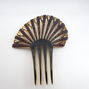 VICTORIAN HAIR COMB Pink Rhinestones Large Edwardian Celluloid Hair Fork 1900's Collectible Hair Accessories Wedding Accessories