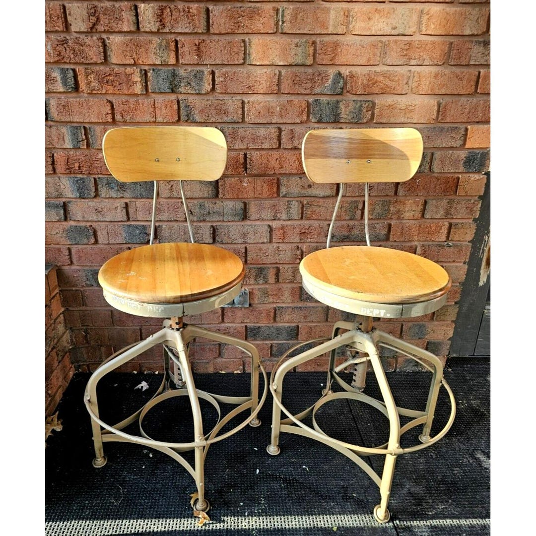 ANTIQUE TOLEDO Stools Revolving Circular Seats Industrial UHL Factory ...