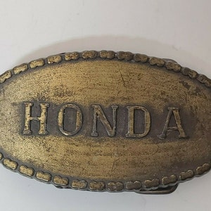 VINTAGE HONDA MOTORCYCLE Brass Belt Buckle Dirt Biker Motorcross Collectible Memorabilia