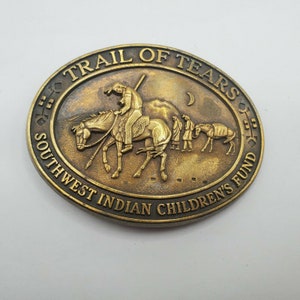 VINTAGE TRAIL OF Tears Belt Buckle Southwest Indian Children&#39;s Fund Collectible Vintage Accessories