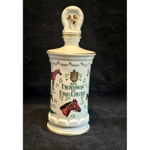 VINTAGE THE HORSES Of Ireland Decanter Old Commonwealth Whiskey Bourbon J P Van Winkle & Son Collectible Memorabilia