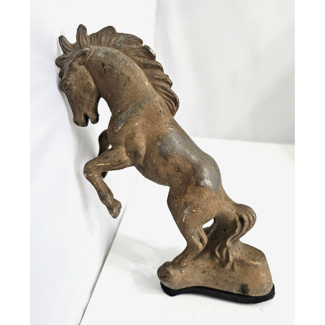 RARE ANTIQUE HORSE Car Hood Ornament Emblem Gold Tone Rearing
