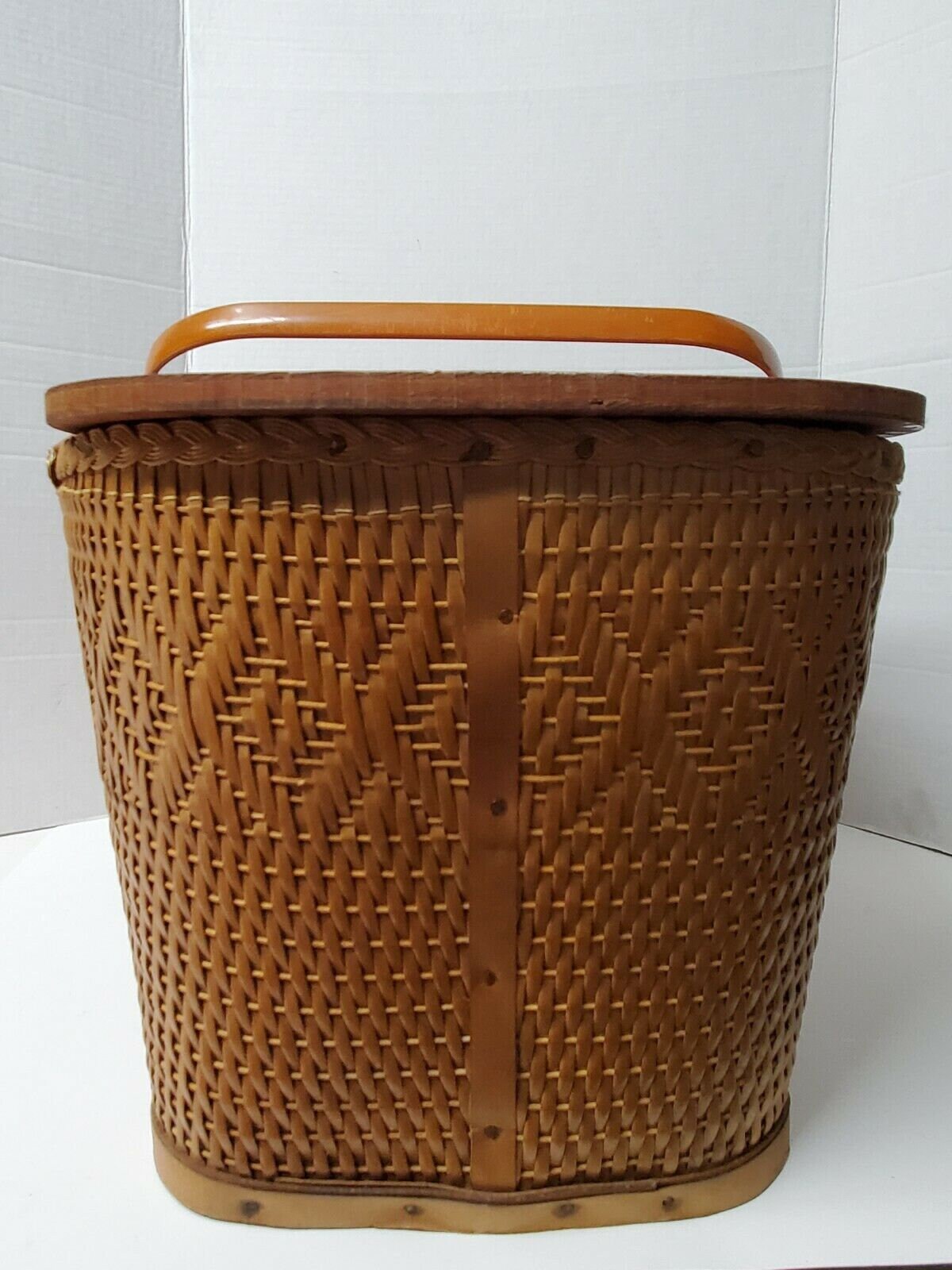 VINTAGE REDMAN Picnic Basket Rattan Woven Basket 1950's Etsy