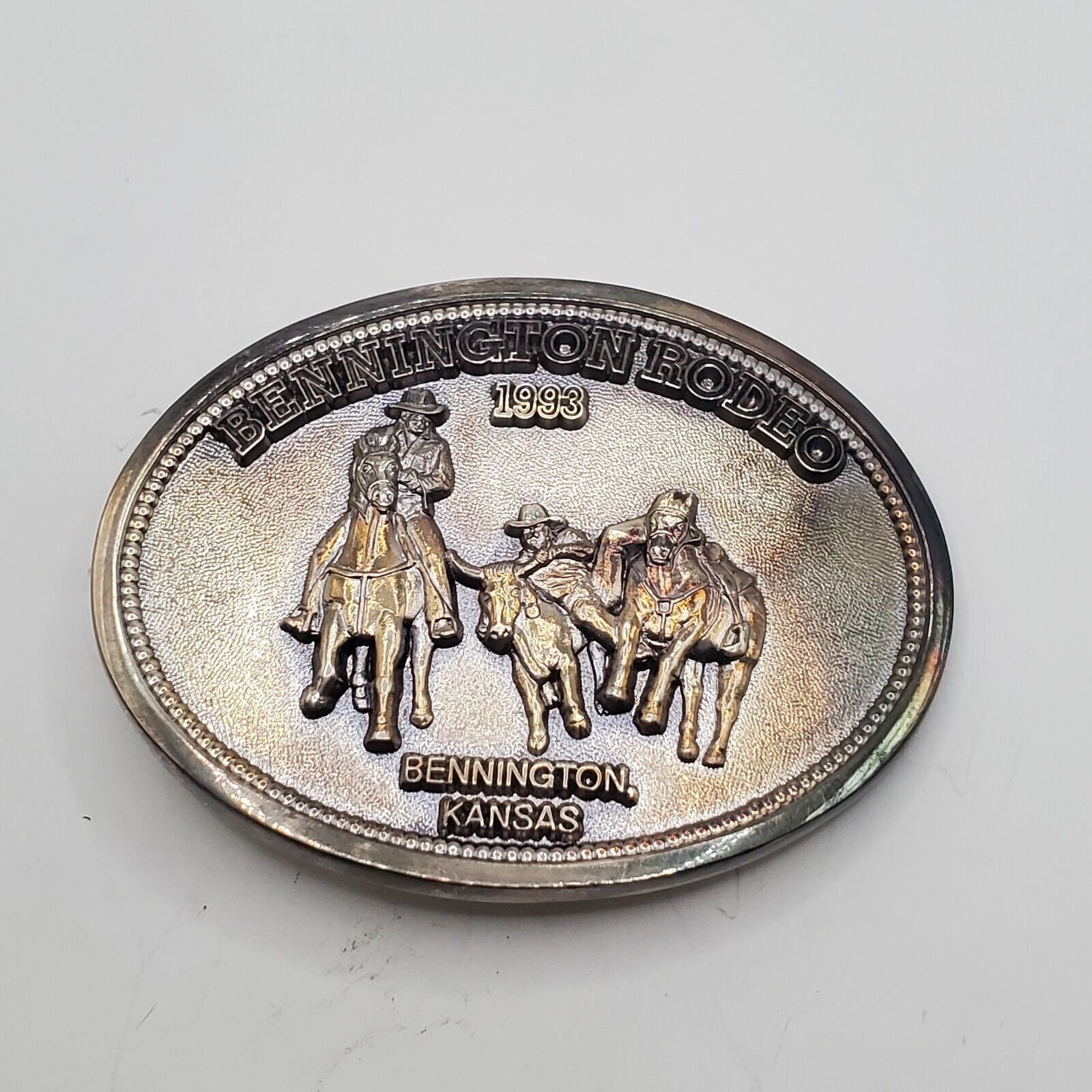 VINTAGE BENNINGTON RODEO Belt Buckle 3D Cowboy Horse Cattle - Etsy