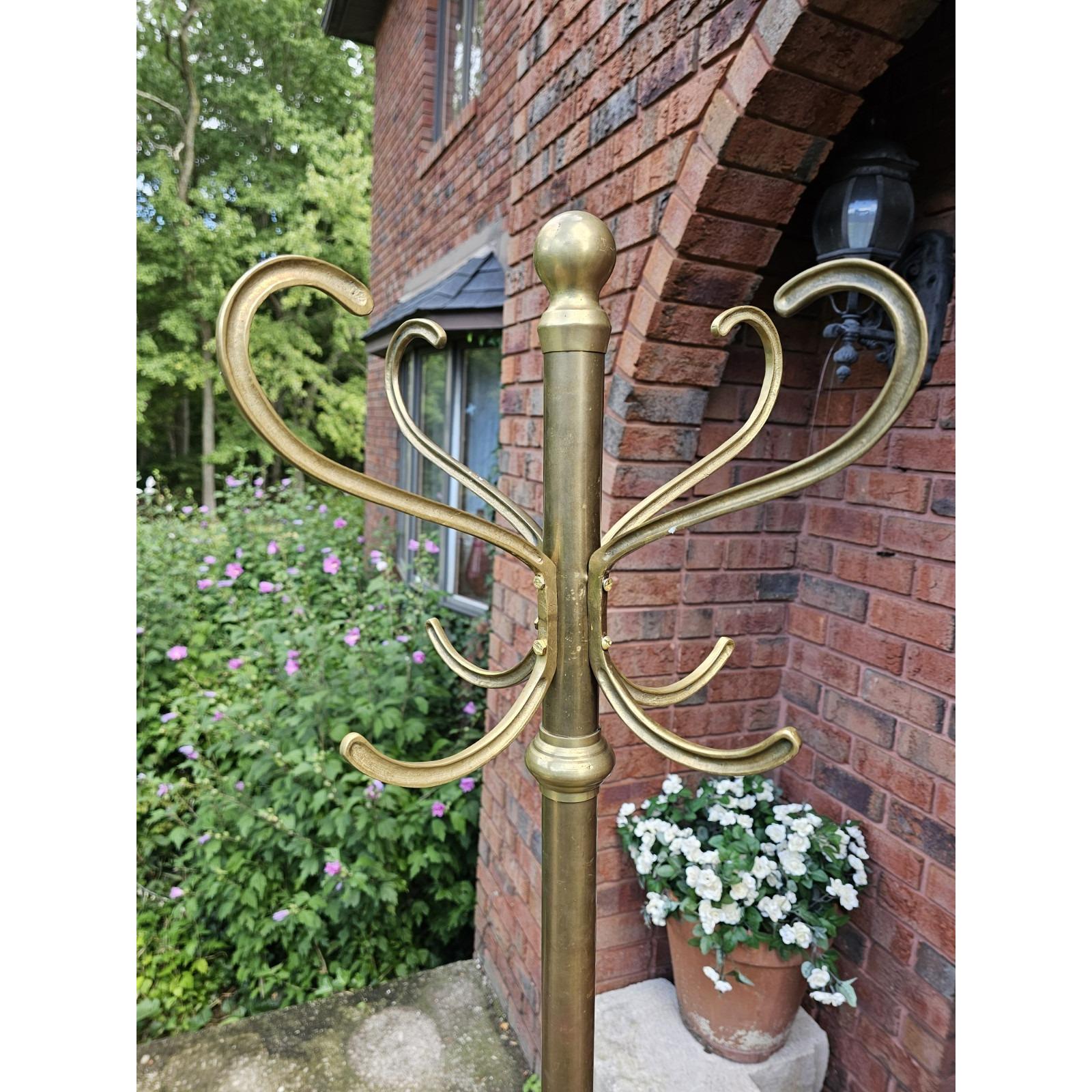 ANTIQUE BRASS ORNATE Coat Hat Rack Stand French Decorative 1920's