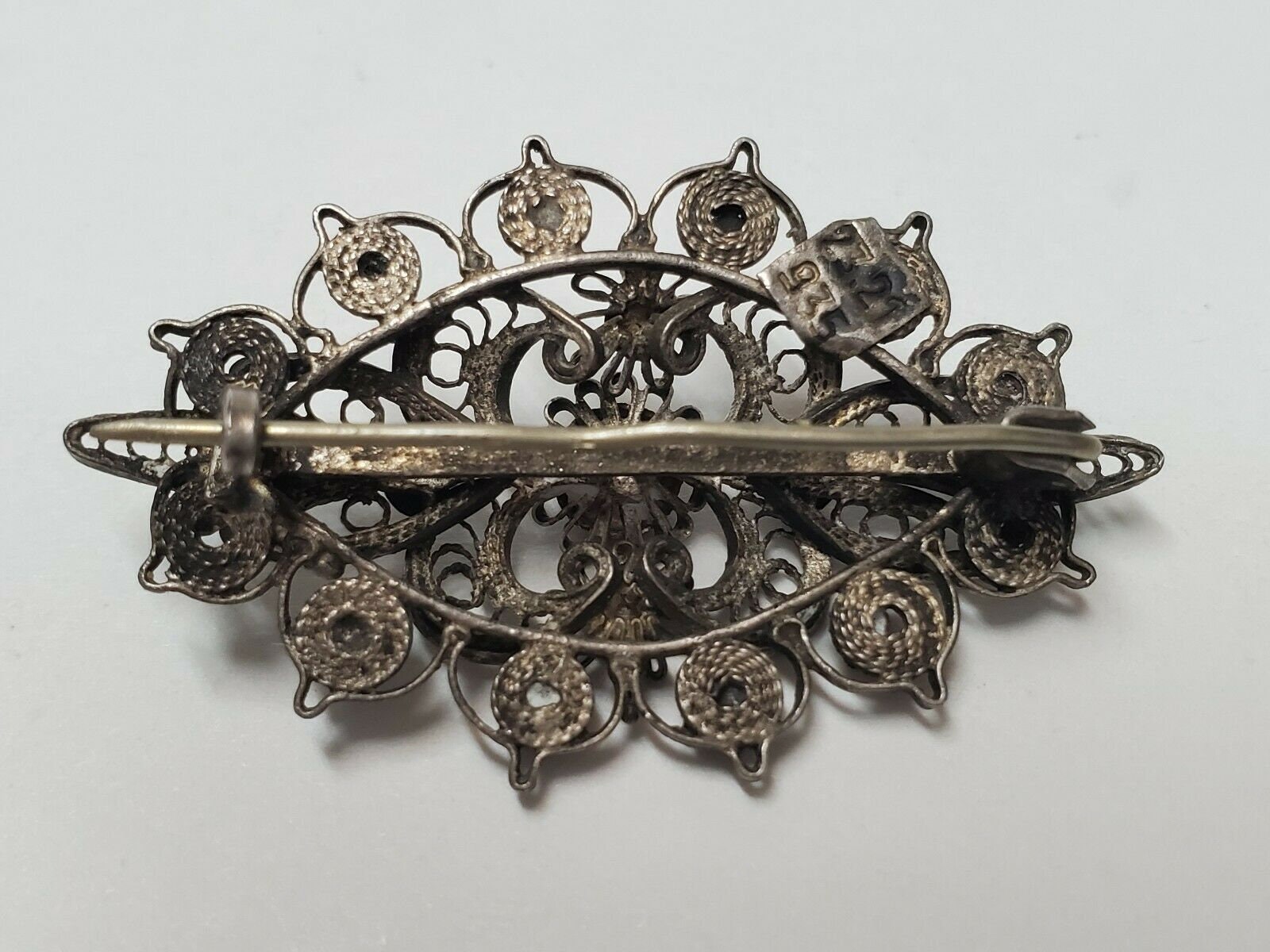 Broche Ancienne En Argent Massif – Filigrane – Bijou Vintage