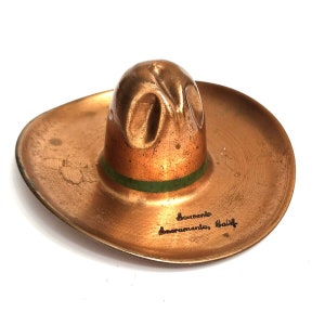 ANTIQUE COPPER COWBOY Hat Sombrero Handcrafted Souvenir Ashtray