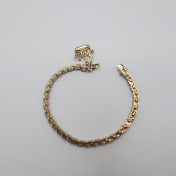 VINTAGE STERLING SILVER Bracelet Clear Stone Gold… - image 6