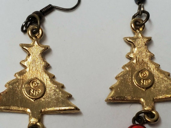 VINTAGE CHRISTMAS TREE Earrings Signed N P Antiqu… - image 6