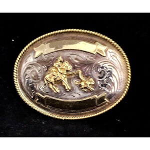 VINTAGE MEXICO ALPACA & Brass Horse Calf Roping Western Rodeo Belt ...