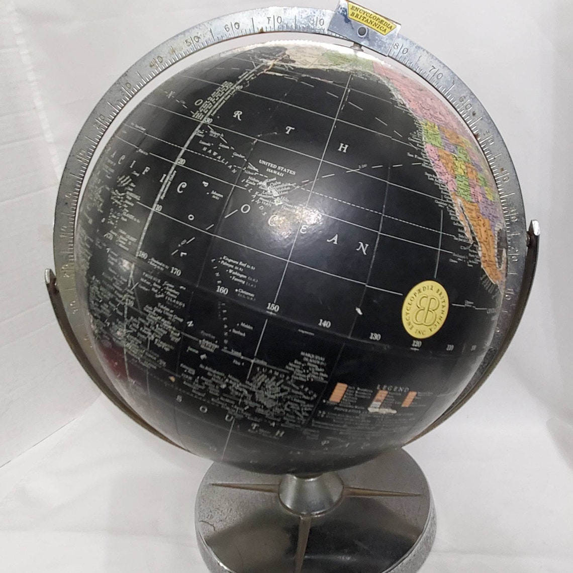 VINTAGE BLACK WORLD Globe Replogle Globe Mid Century Modern | Etsy