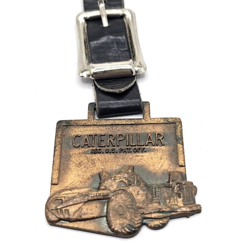ANTIQUE CATERPILLAR POCKET Watch Fob C.A.T. Keychain Earthmoving