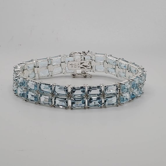 Aquamarine tennis bracelet sterling silver sale